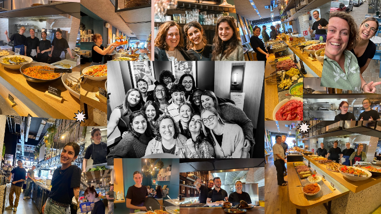 montage photo restaurant pompon équipe Valentine Percy Sophie Abiraad et Hélène Abiraad